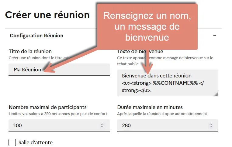 Création d'une salle permanente